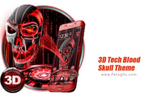 تم سه بعدی جمجمه خونین برای اندروید 3D Tech Blood Skull Theme 1.1.9